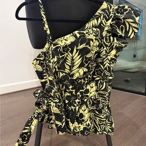 NWT Pinko Black and Yellow Floral Top
